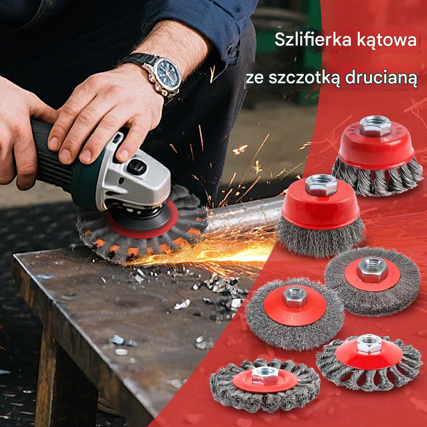 Druciane Koło Do Szlifierki Kątowej M14 Szlifierka Kątowa Polerowanie | Zestaw 6 Szczotek Węzłowych Czyszczenie Spoin Napraw Aut, Stolarstwa, Konserwacji