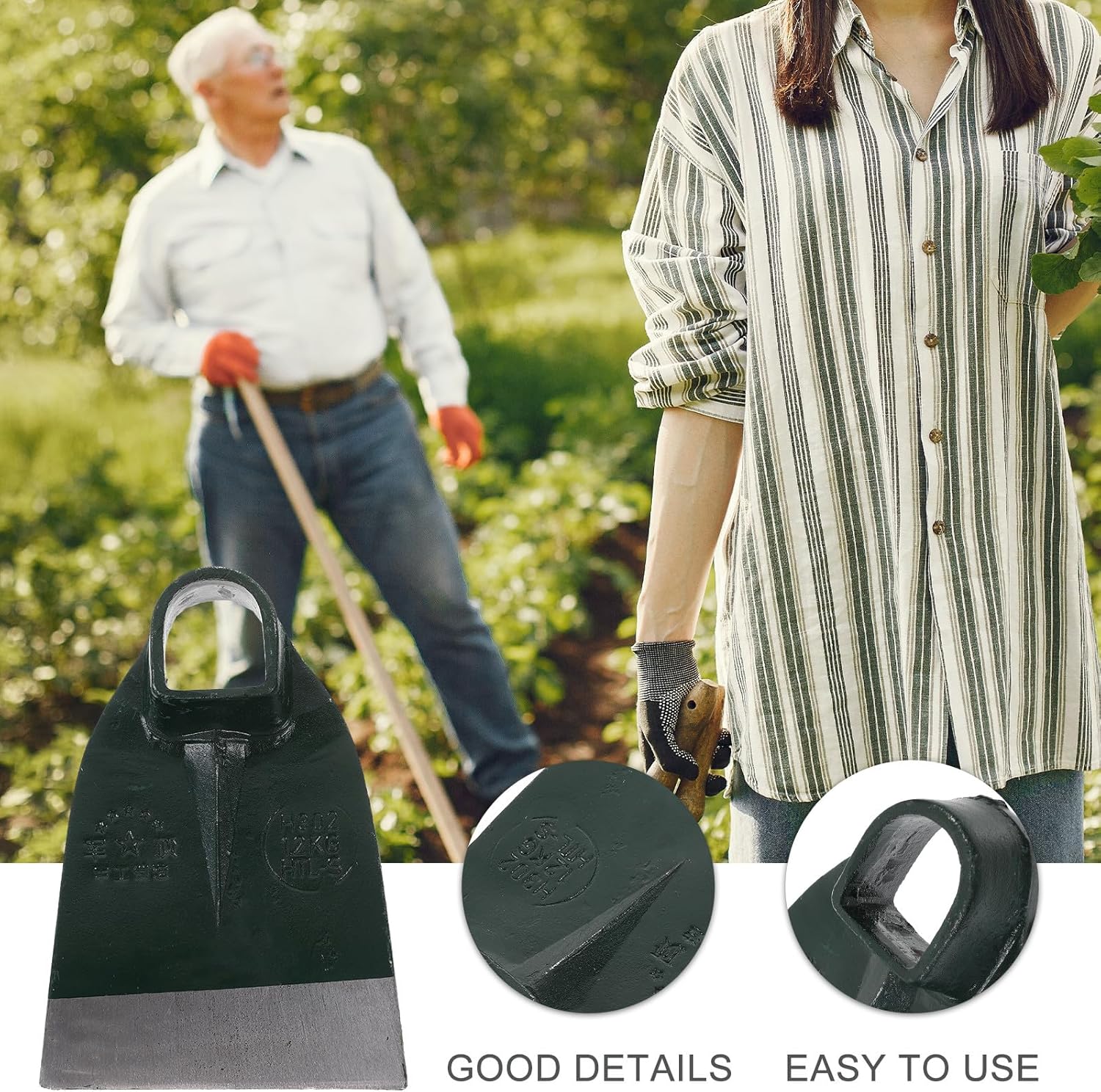 Stainless Steel Garden Hoe Head Portable Handheld Small Hoe for Weeding and Digging Soil, Outdoor Gardening Hoeing Tool Without Handle, Suitable for Flower Planting Random Style