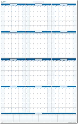 Earth Green - Agenda de pared vertical anual sin fecha borrable en seco, sin meses preimpresa. Con área de notas adicional de 24 pulgadas de ancho x