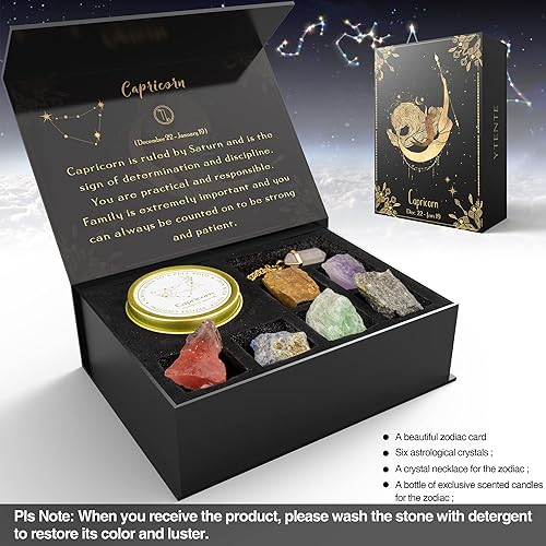 Miniatura 8 de YTENTE Juego de regalo de piedra curativa de cristales, velas perfumadas con signo del zodiaco de cera de soja, piedras curativas de cristales con