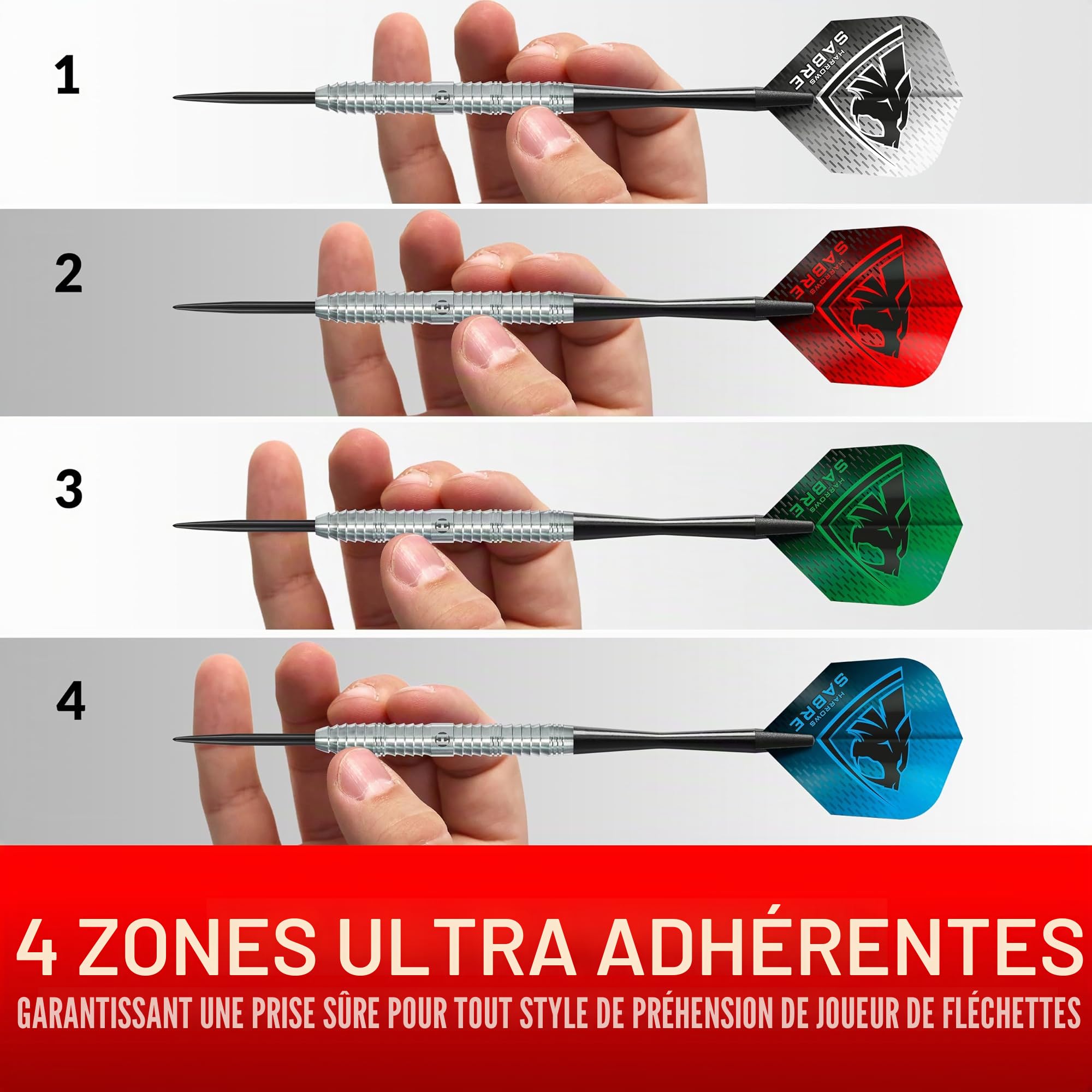 Harrows Sabre Fléchettes à pointe en acier en tungstène 90 % – précision professionnelle 21 g à 26 g | Lot de 23 pièces avec tiges de rechange, ailettes Marathon et étui de transport | Qualité de
