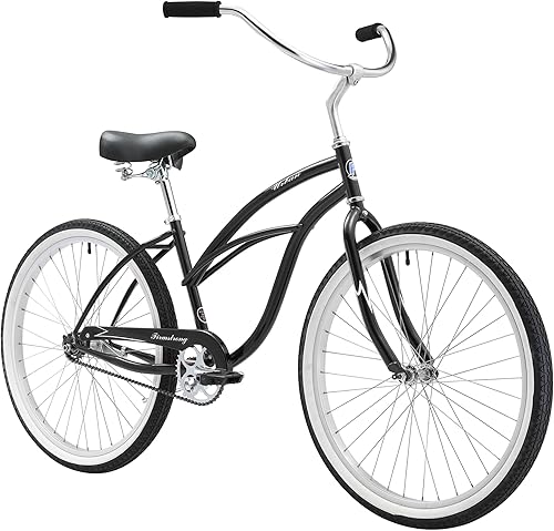 Miniatura 34 de Sixthreezero Urban Lady Beach Cruiser - Bicicleta híbrida de 3 velocidades para mujer Verde militar con llantas rosadas con asiento negro/puños