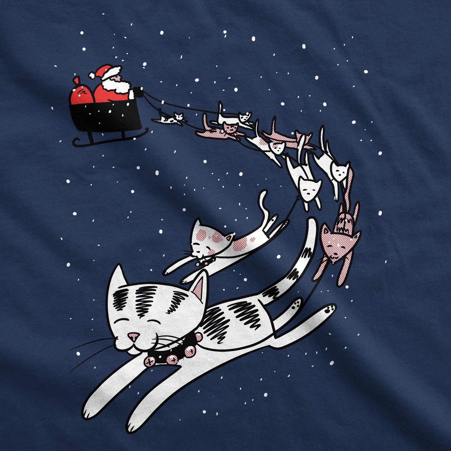 Womens Cat Reindeer Sleigh T Shirt Funny Santa Christmas Holiday Party Tee Funny T Shirts Christmas Tops for Women Cool Cat Top Women's Novelty Tees Navy 3XL