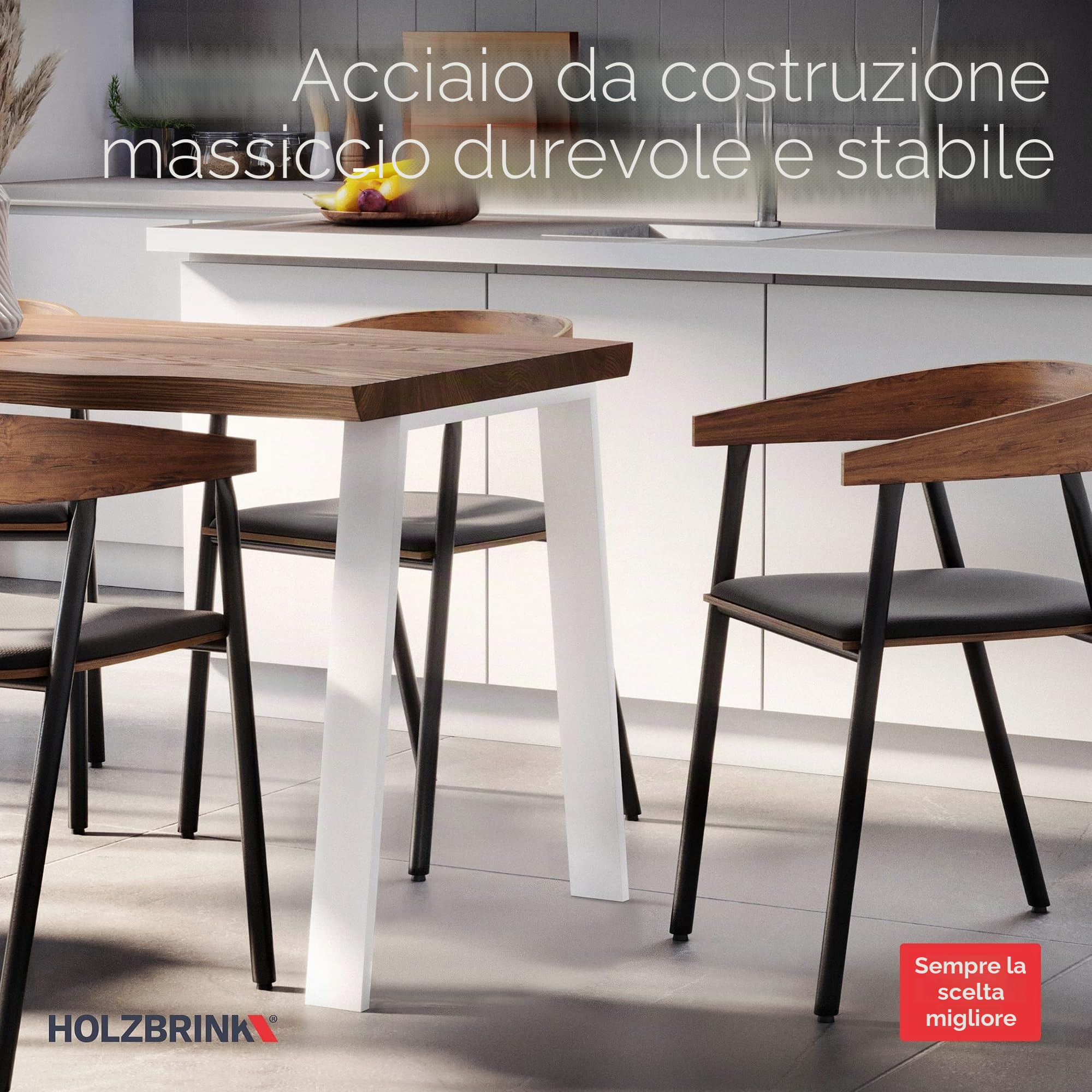 HOLZBRINK Gamba per tavolo in metallo bianca 60/80x72cm in forma aperta HLT-22 | Gamba per scrivania, tavolo da pranzo | Gambe scrivania, tavolino (1 pz.)