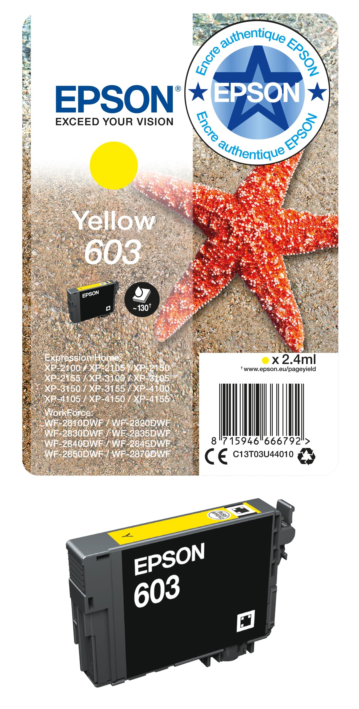 Epson 603 Yellow Starfish Genuine, Ink Cartridge