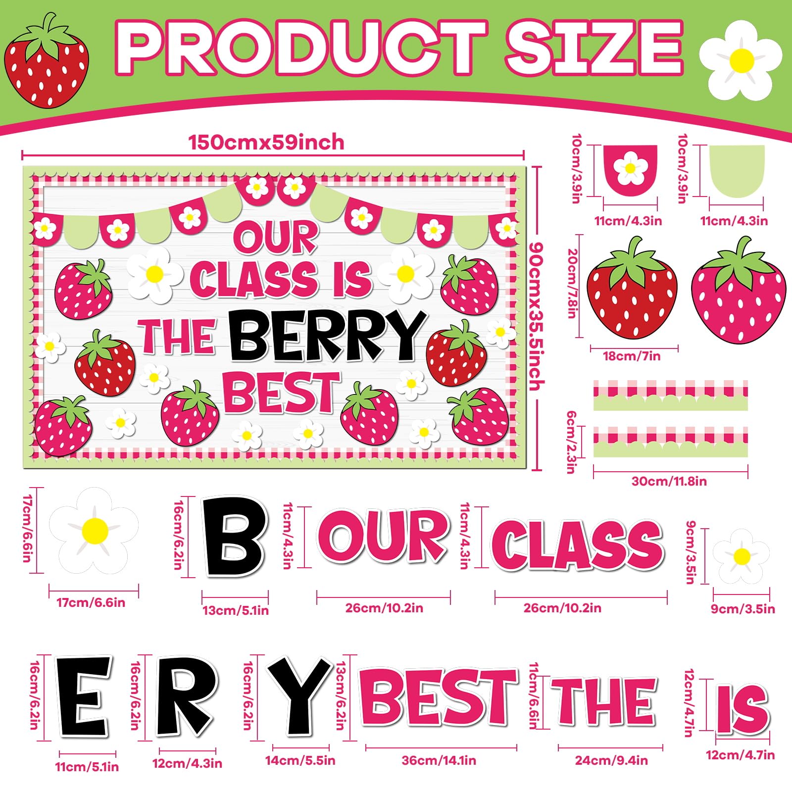88 Pieces Strawberry Bulletin Board Spring Bulletin