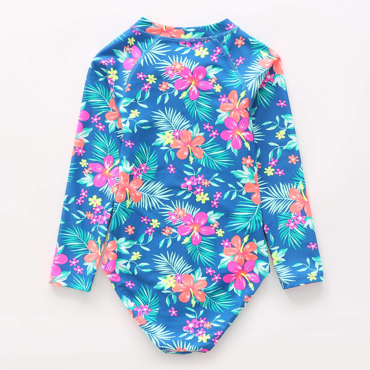 Traje de baño de una pieza con protección solar UPF 50+ para niñas de manga larga para niños, traje de baño de rayas arcoíris 3-14 años