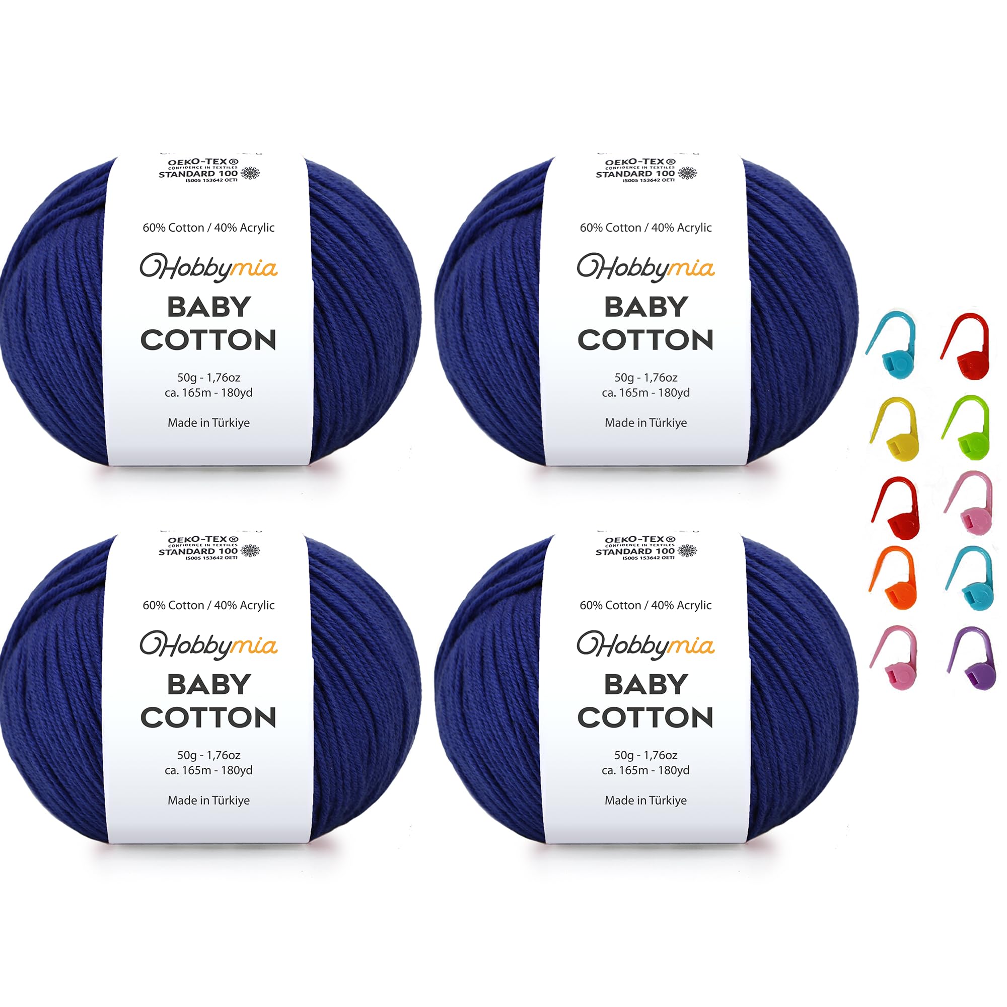 Baby Cotton Blend Yarn – Soft Sport Weight Yarn for Crochet & Amigurumi - 50g/180yds - 60% Cotton 40% Acrylic - Ideal for Baby & Knitting Proj.(Neon Green, 1 Ball) — view 26