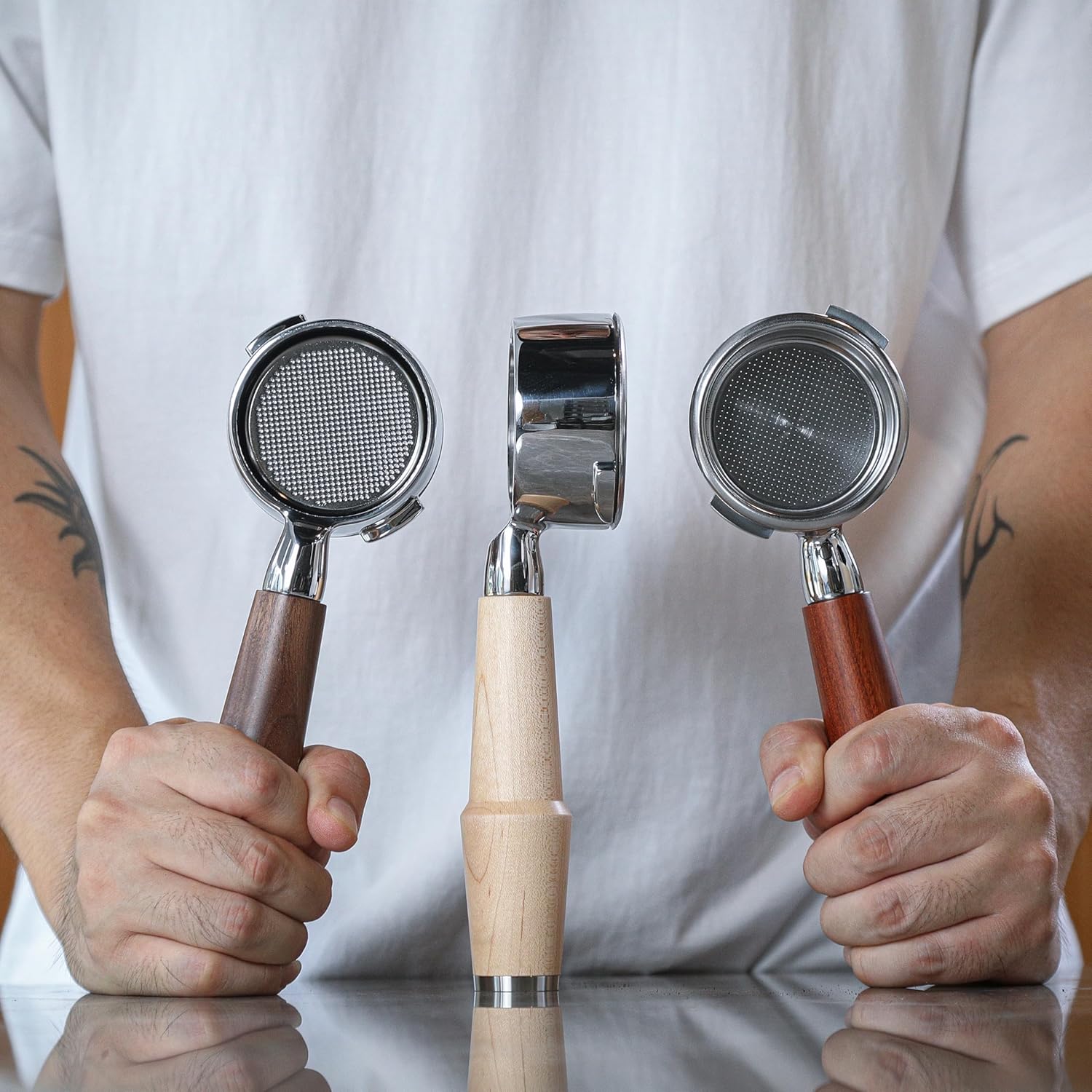 58mm Bottomless Portafilter For Gaggia Classic Pro, E24, GT and Evo Models Rosewood Handle Naked Porta Filter 58 mm & 18-21 Gram Filter Basket Included - Image 4