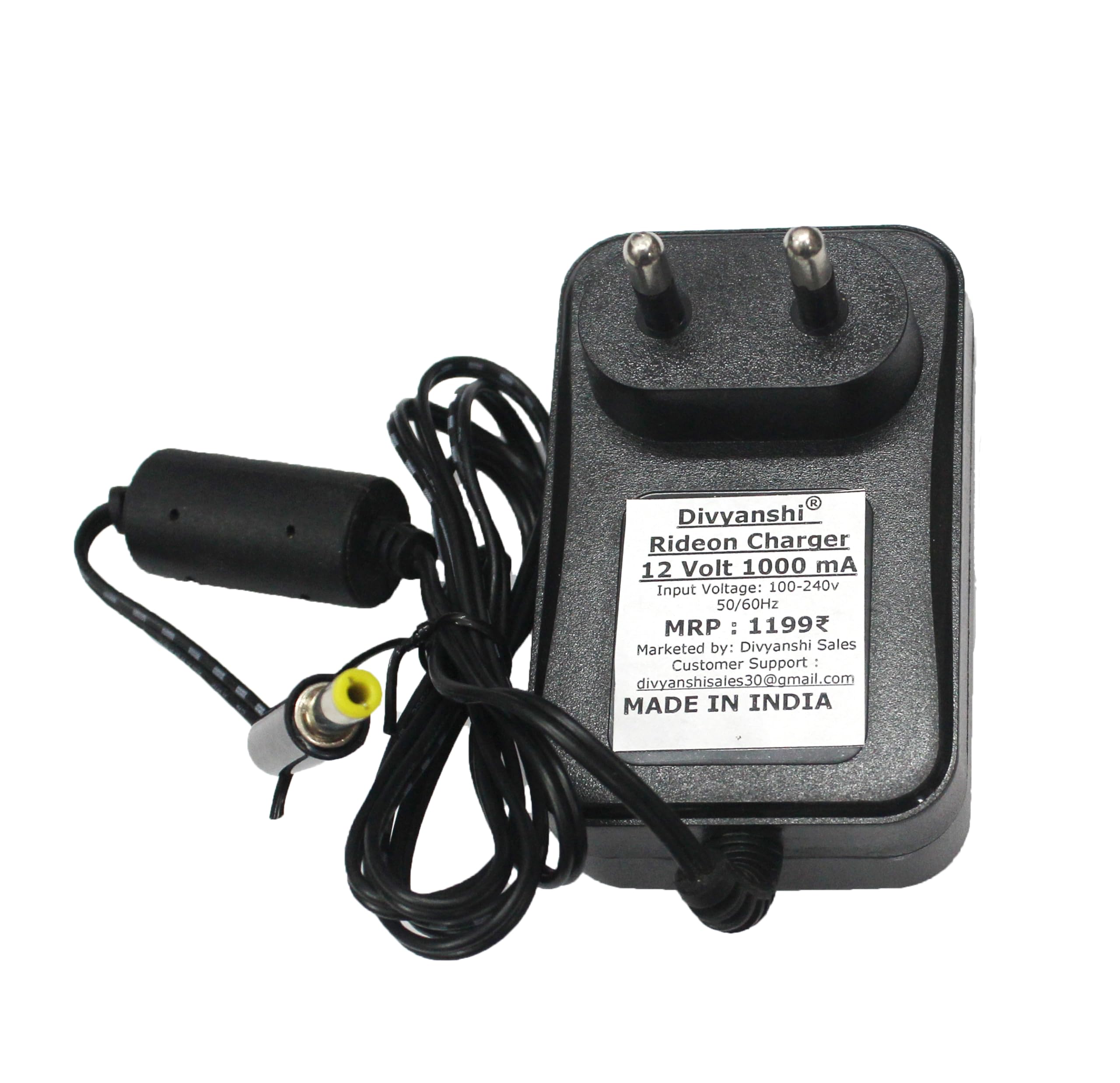 Divyanshi 12 Volt Rideon Charger (12 Volt 1000mA(1 Amp))