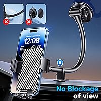 Vista 2 de Phone Holders for your Car [Long Flexible Neck] Car Phone Mount [Anti-Shake Stabilizer] Cell Phone Holder Car for Dashboard Windshield Automotive