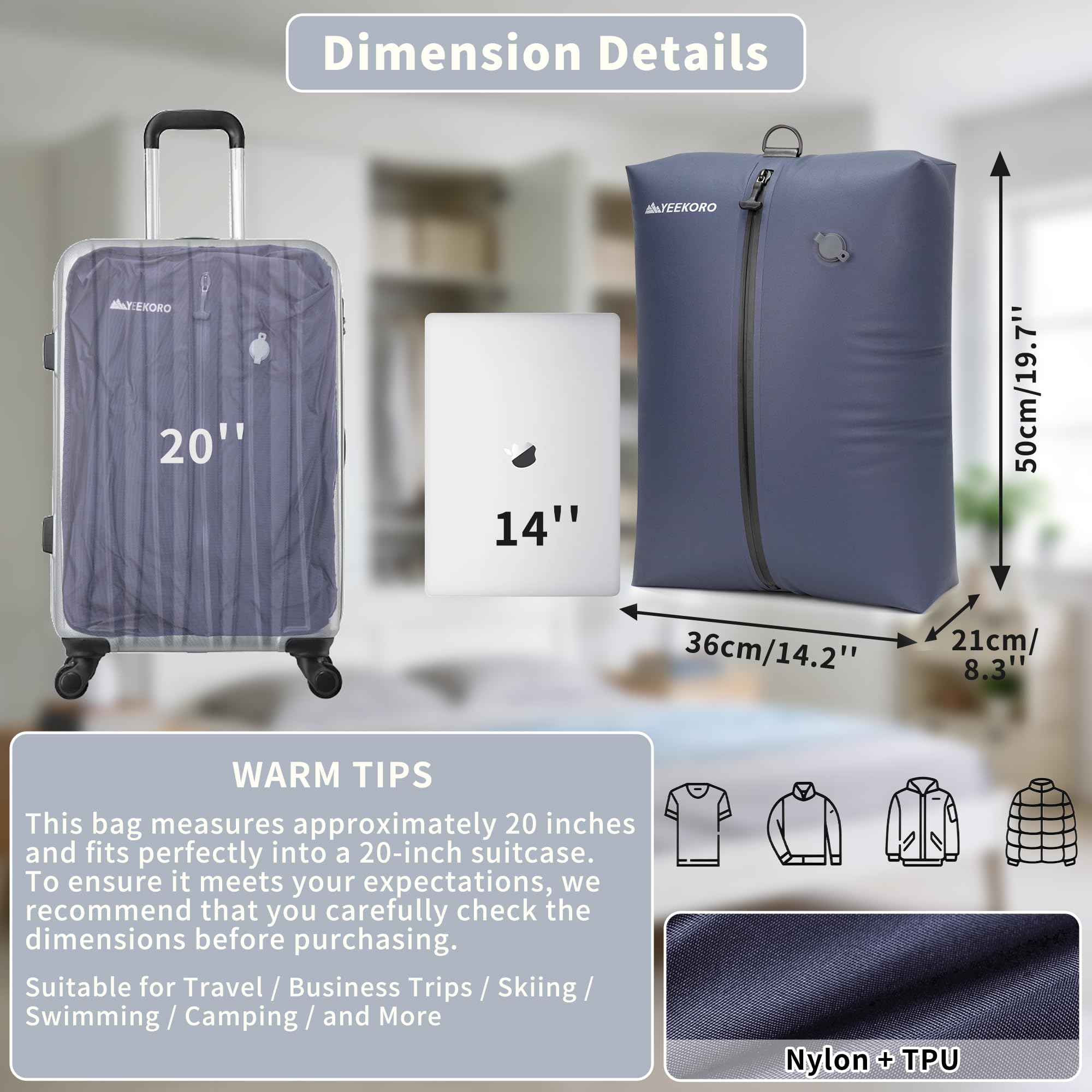 Bolsa de vacío para viajes, bolsas de compresión al vacío profesionales, IPX8, impermeables, reutilizables, antidesgarros, ahorran espacio, bolsas de almacenamiento al vacío con bomba para