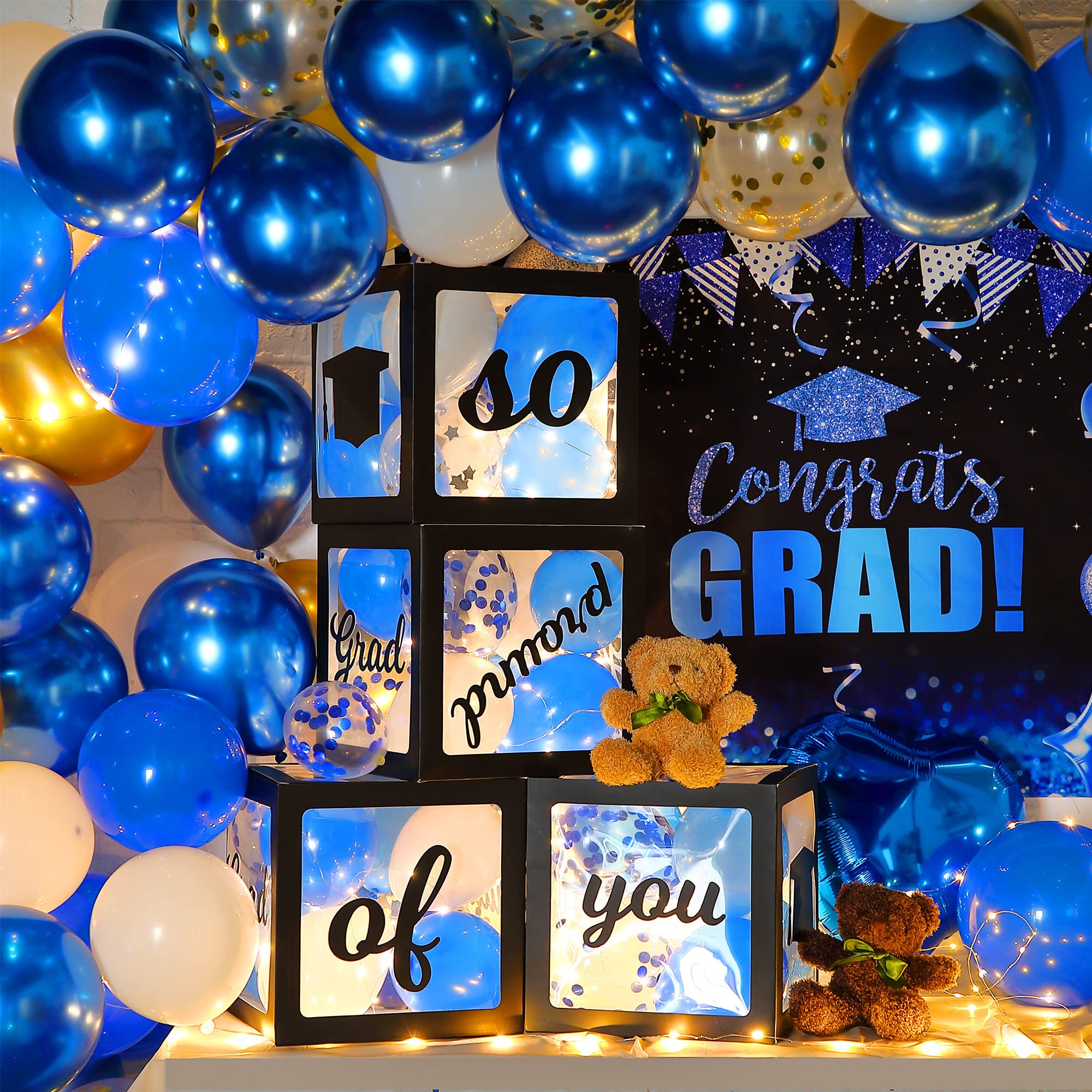 Buy 2022 Graduation Party Decoration Black and Blue Balloons Boxes Set