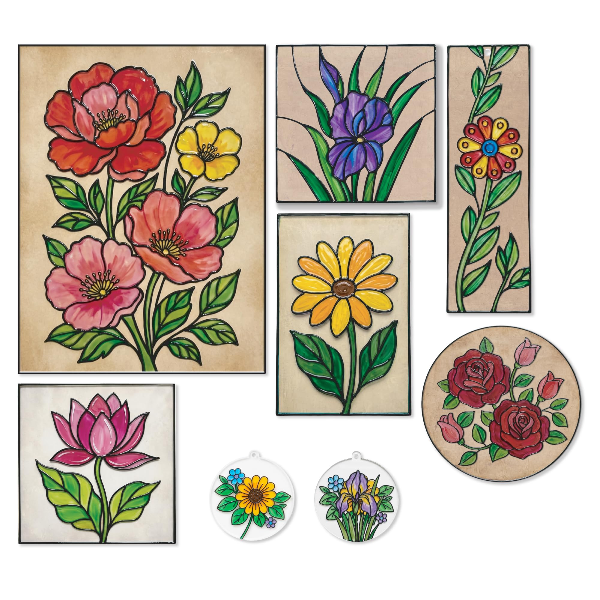 The Crafthives Floral Glass Painting Kit | DIY Flower Stained Glass Art Set with Acrylic Frames, Colours, Brushes & Outliner | Creative Glass Painting Craft Kit for Kids Beginners Adults-image-14