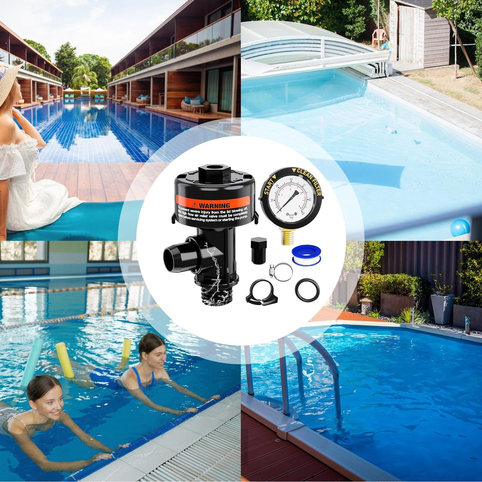 Valvola di rilascio 'aria per filtro piscina, valvola di scarico