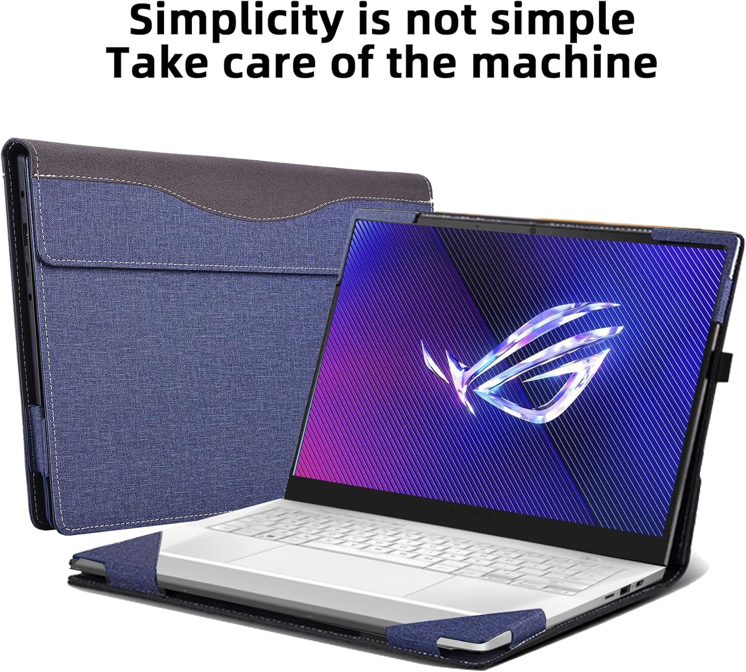 Laptop Cover for ASUS ROG Zephyrus - G14(2024) GA403 | GA403UV | GA403UI | All-Inclusive Drop-Proof Case 14" PU Leather Inner Pocket Cover (Blue)