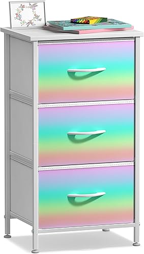 Miniatura 8 de Sorbus Cómoda para niños con 5 cajones, organizador de cofre de almacenamiento, mesita de noche, marco de acero, parte superior de madera,