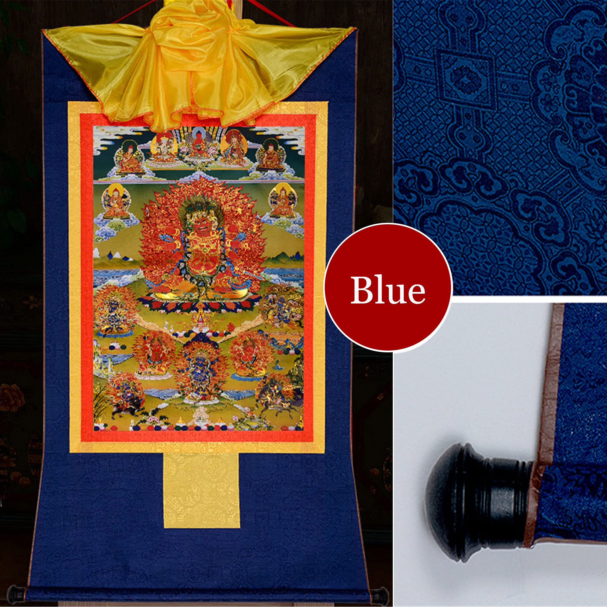 Gandhanra Thangka Tibétain - Hayagriva Thangka - Peinture Tantrique Bouddha à Dorure - Tapisserie Mural pour Décoration Zen - Méditation et Relaxation Spirituelle