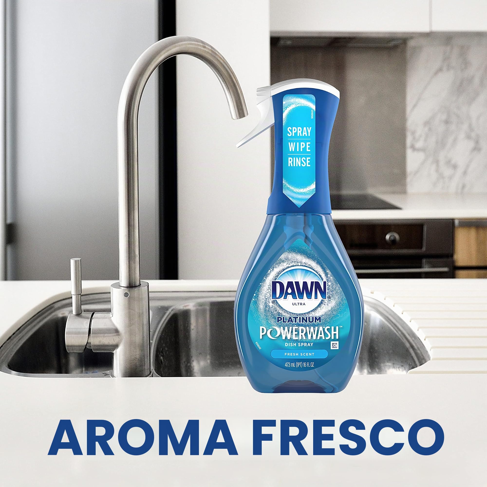 Dawn Platinum Powerwash - Espray para platos, jabón para platos, paquete de aroma fresco, 1 spray (16 onzas líquidas) más 3 recambios (16 onzas líquidas cada una)