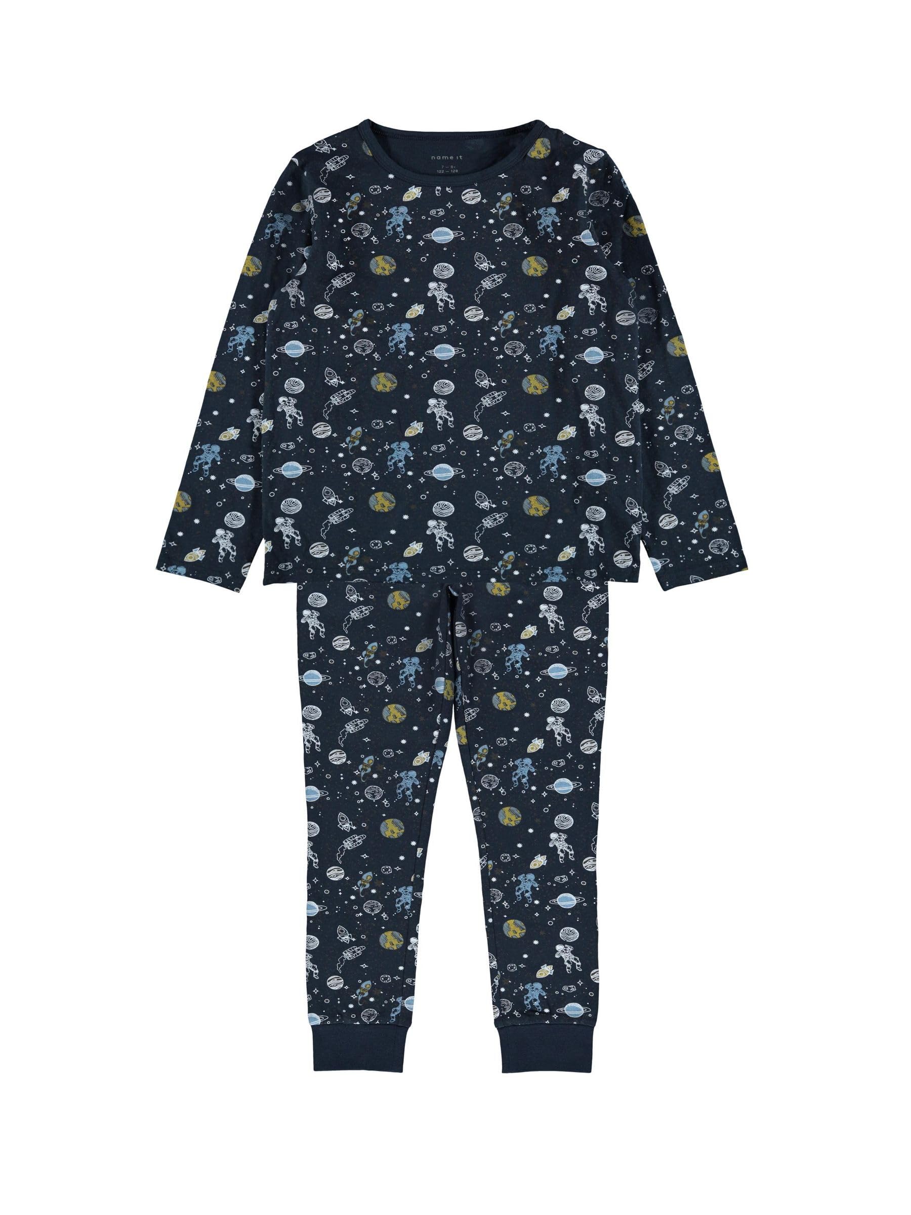 NAME IT Zestaw piżamowy chłopięcy Nkmnightset Dark Sapphire Space Noos, Dark Sapphire, 98-104