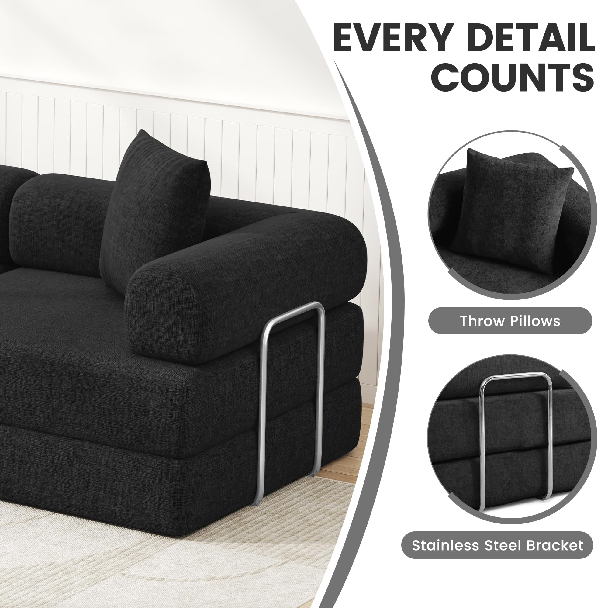 Amazon.com: DURASPACE 117.6'' Convertible Sofa Bed, Chenille