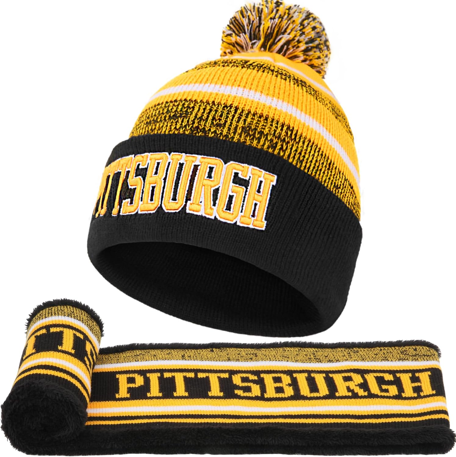 Winter Beanie Hat Circle Scarf Set, Warm Football Knit Beanie Hat