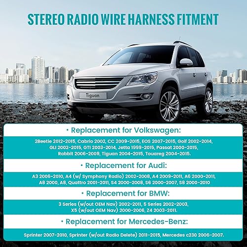 Miniatura 3 de NuIth Arnés de cables de radio estéreo con adaptador de antena compatible con BMW 2000-2010/Volkswagen 2004-2015/Mercedes-Benz Sprinter 2007-2015,