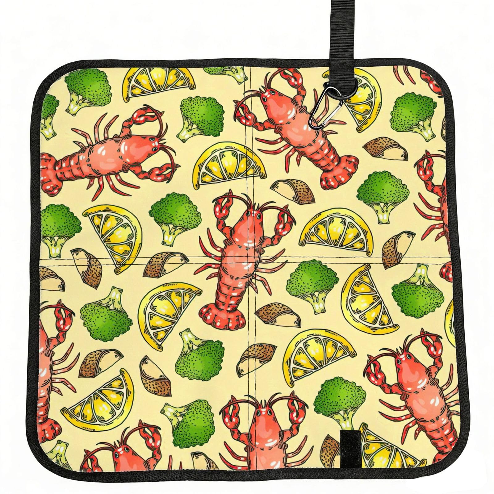 NImongt Lobster And Lemon Print Portable Chair Pad Foldable Seat Cushion Outdoor Seating Office Picnic Camping