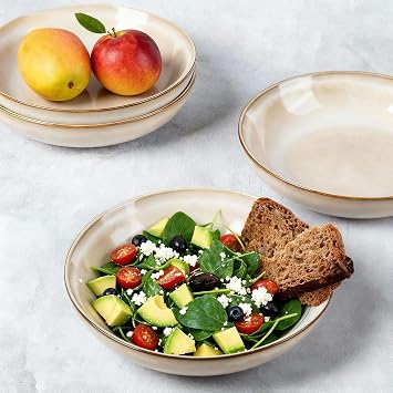 AmorArc 8.5 Ceramic Pasta Bowls Set of 4, 36oz Large Stoneware Bowls Set