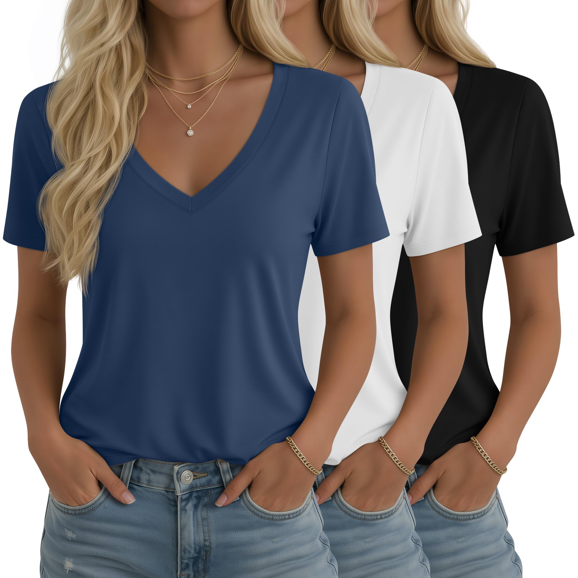 Ficerd 3-Pack V-Neck Tunic Tees