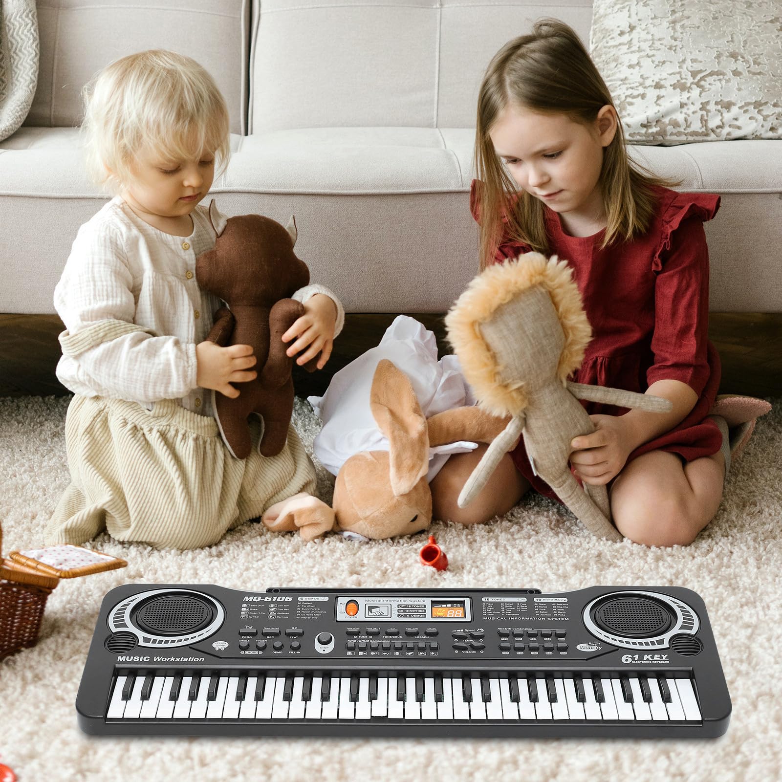 Juguete Negro Electrónico Teclas de 61 Niños de Piano