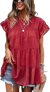 Amazon.com: Red Babydoll Blouse