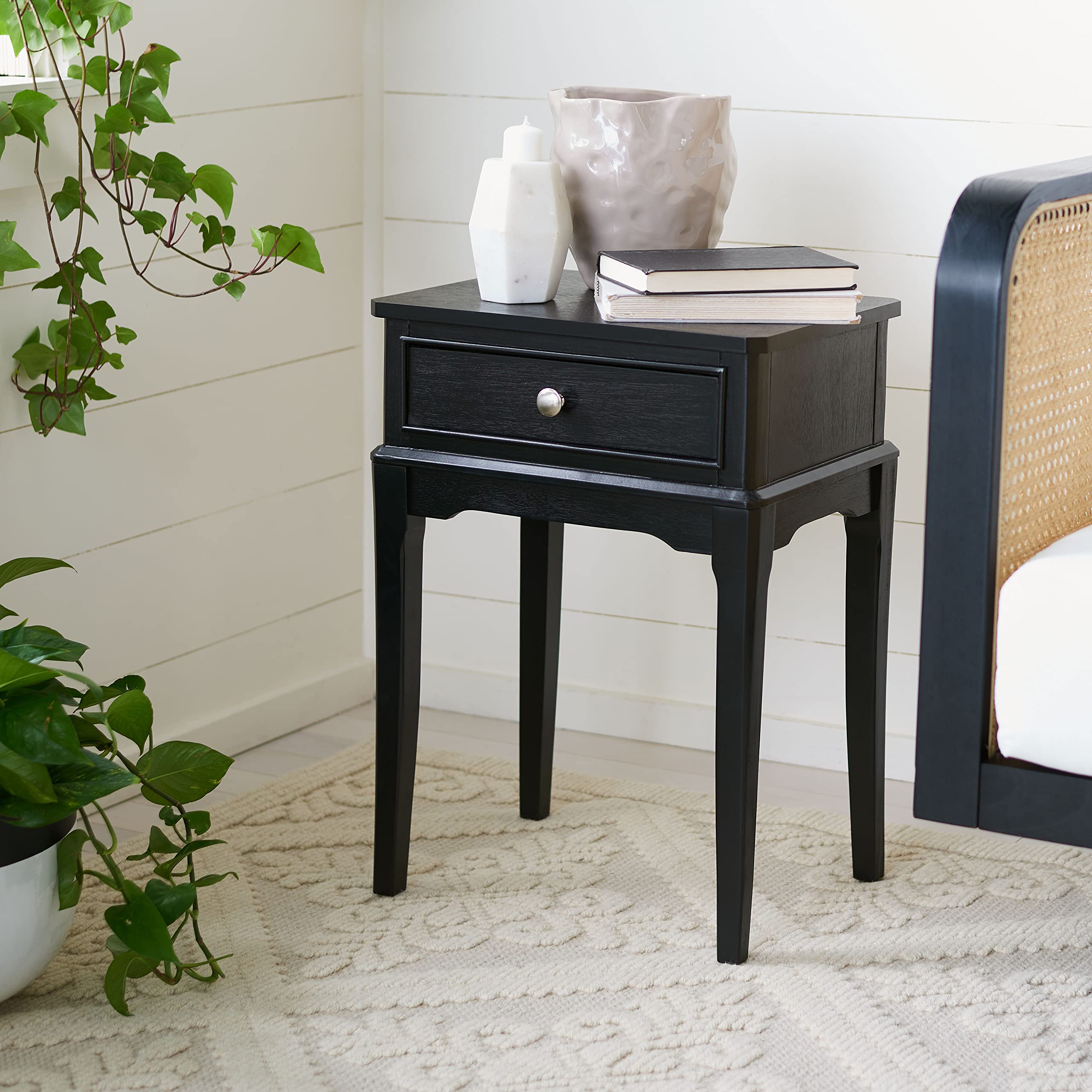 SafaviehHome Collection Opal Black 1-Drawer Accent Table ACC5719B