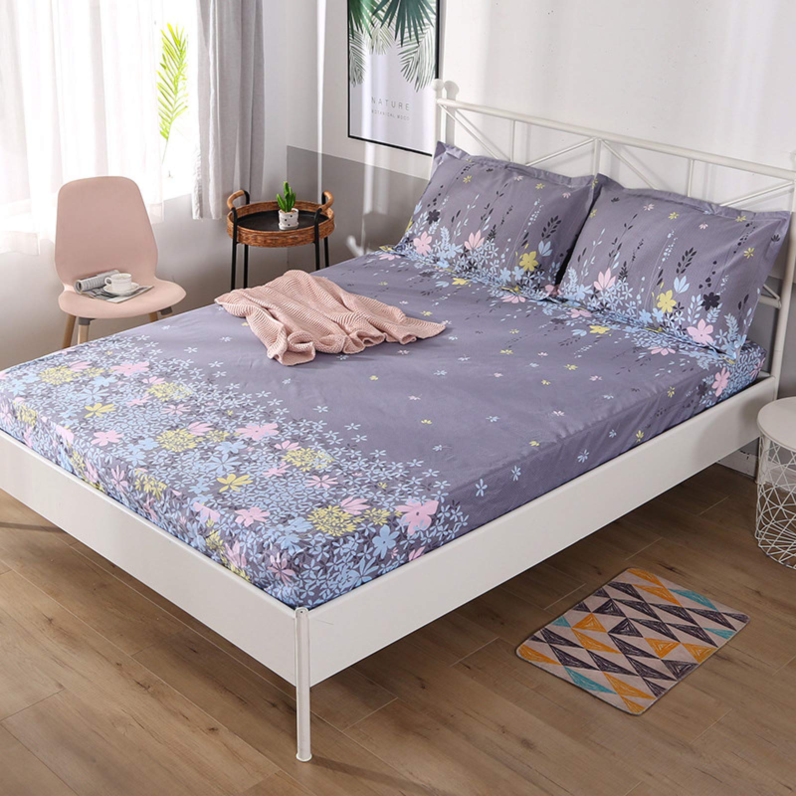 Colchón de ropa de cama para niños, impermeable, a prueba de orina, cepillado, estampado, protector de colchón para dormitorio de niños, diseño de dibujos animados, 180 x 200 cm