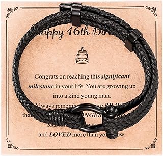 16 Year Old Birthday Gifts for Him Son Grandson Cool 16th yr Bday Jewelry Happy 16th Birthday Bracelet