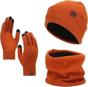 mysuntown Winter Beanie Hat Scarf and Touch Screen Gloves 3-Piece Set, 2025 Cold Weather Knit Fleece Lined Warm Unisex Sets