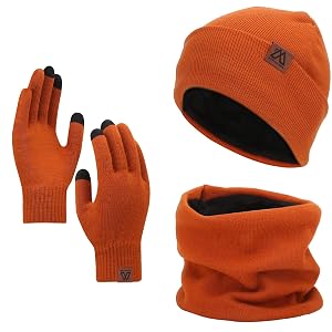 mysuntown Winter Beanie Hat Scarf and Touch Screen Gloves 3-Piece Set 2025 Cold Weather Knit Fleece Lined Warm