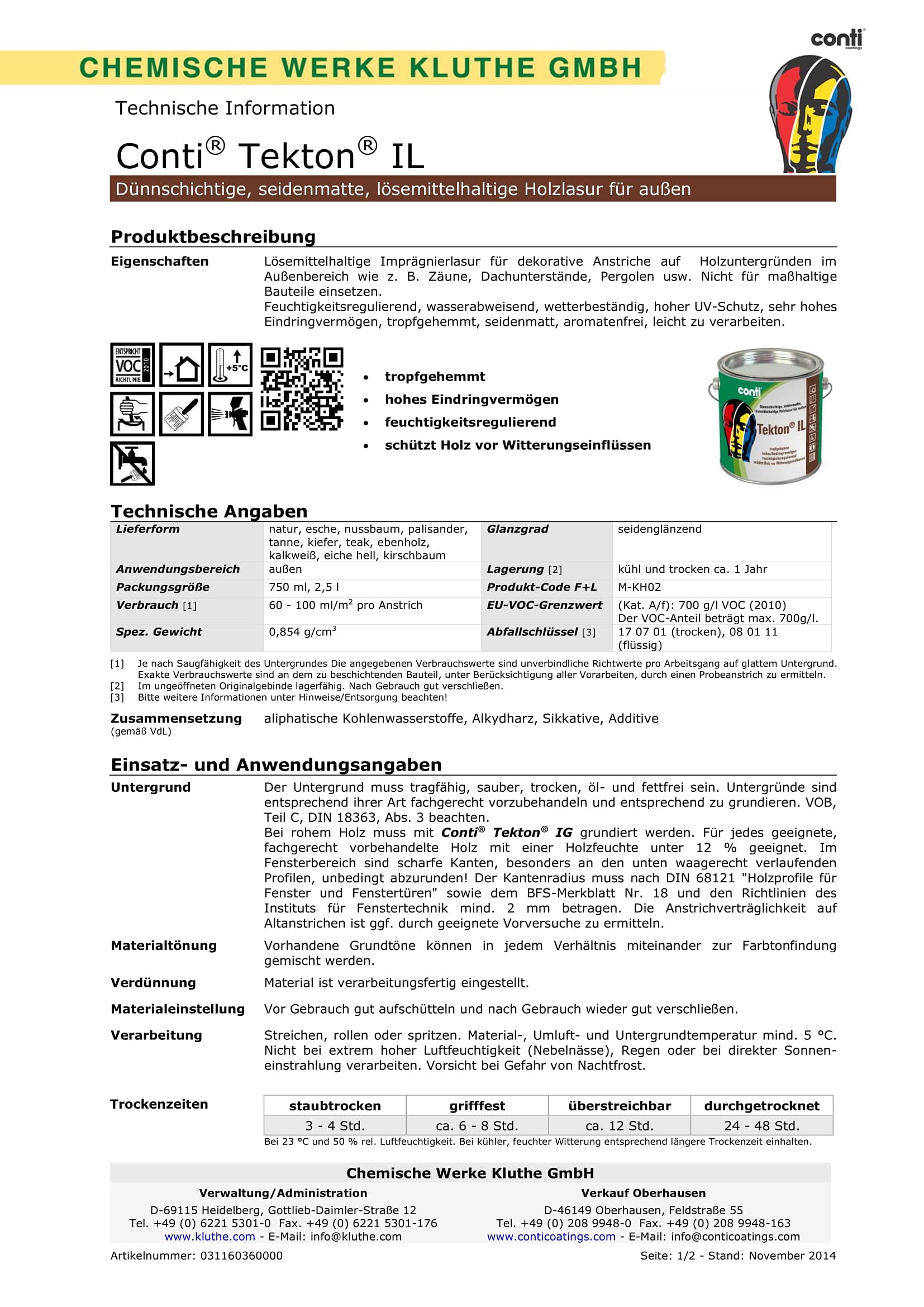 Conti Tekton IL (2,5 Liter, Kirschbaum)