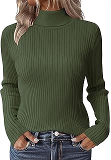 Women's Turtleneck Sweaters 2026 Fall Fitted Long Sleeve Pullover Sweate...