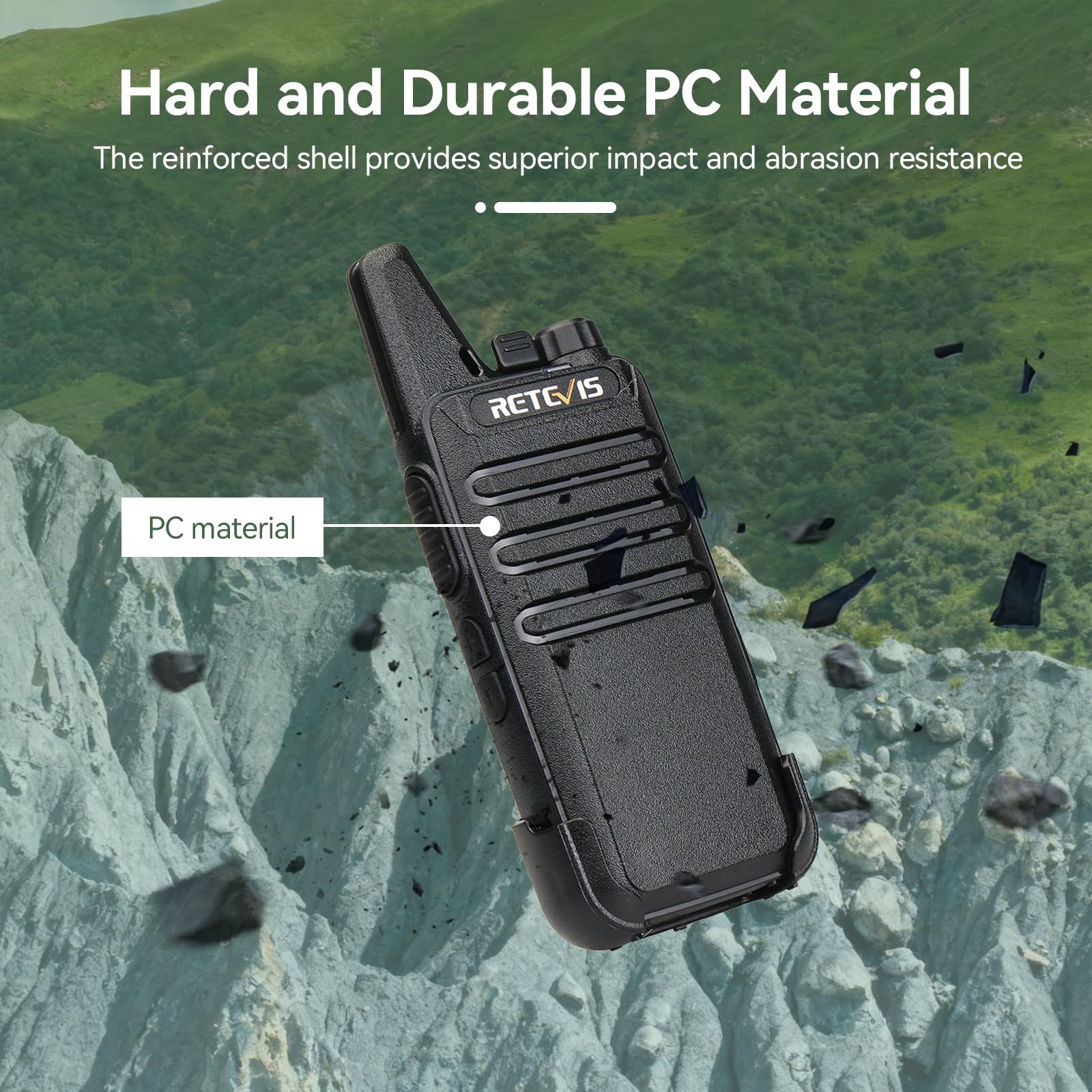 Retevis RT622 Walkie-Talkie PMR446 Radio Portatile Ricaricabile VOX ABS Nero 1 Paio
