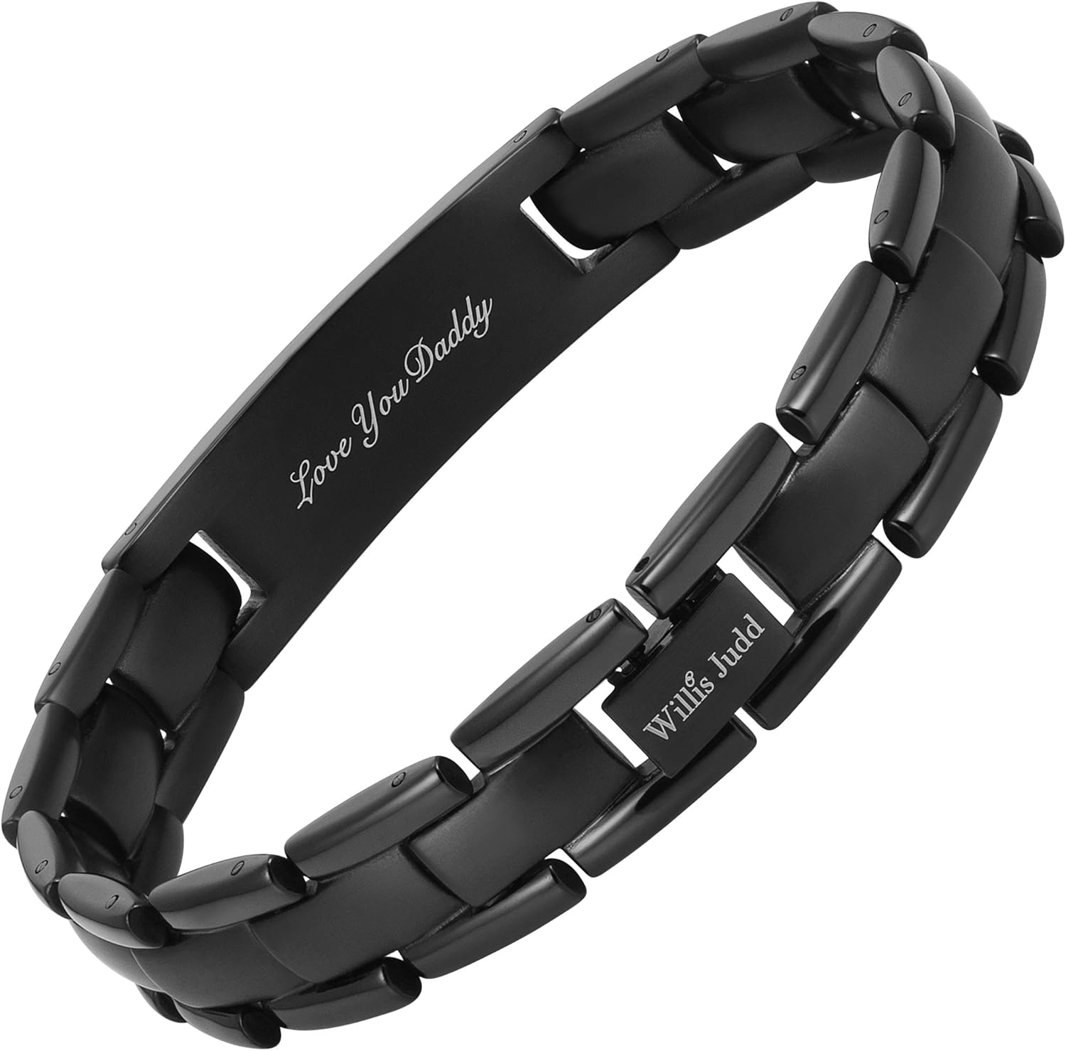 Willis Judd DAD Titanium Bracelet Engraved Love You Daddy Adjusting Tool & Gift Box Included