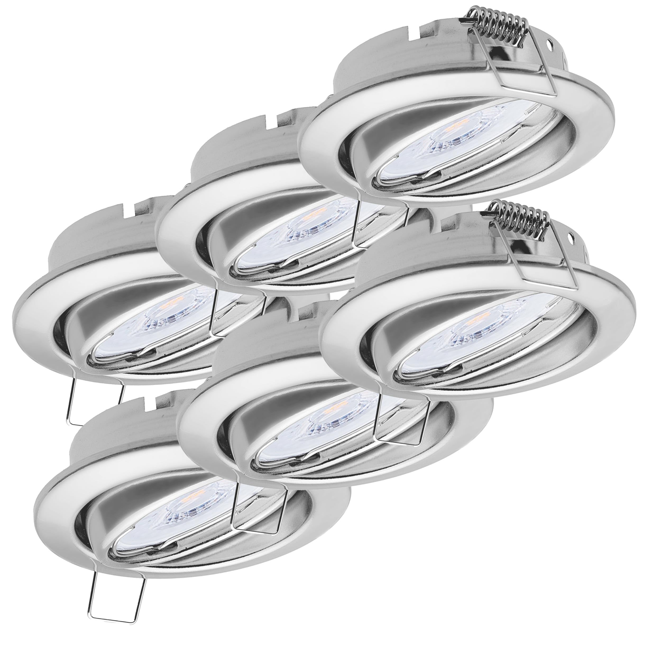 Oktaplex 6er Set Dijon LED Deckenspots 230V 3-Step dimmbar schwenkbar flach | 22mm Einbautiefe, Warmweiß 2700K, Lochmaß 68mm, 4,8W, 380lm, 110°, Einbaustrahler Chrom, rund