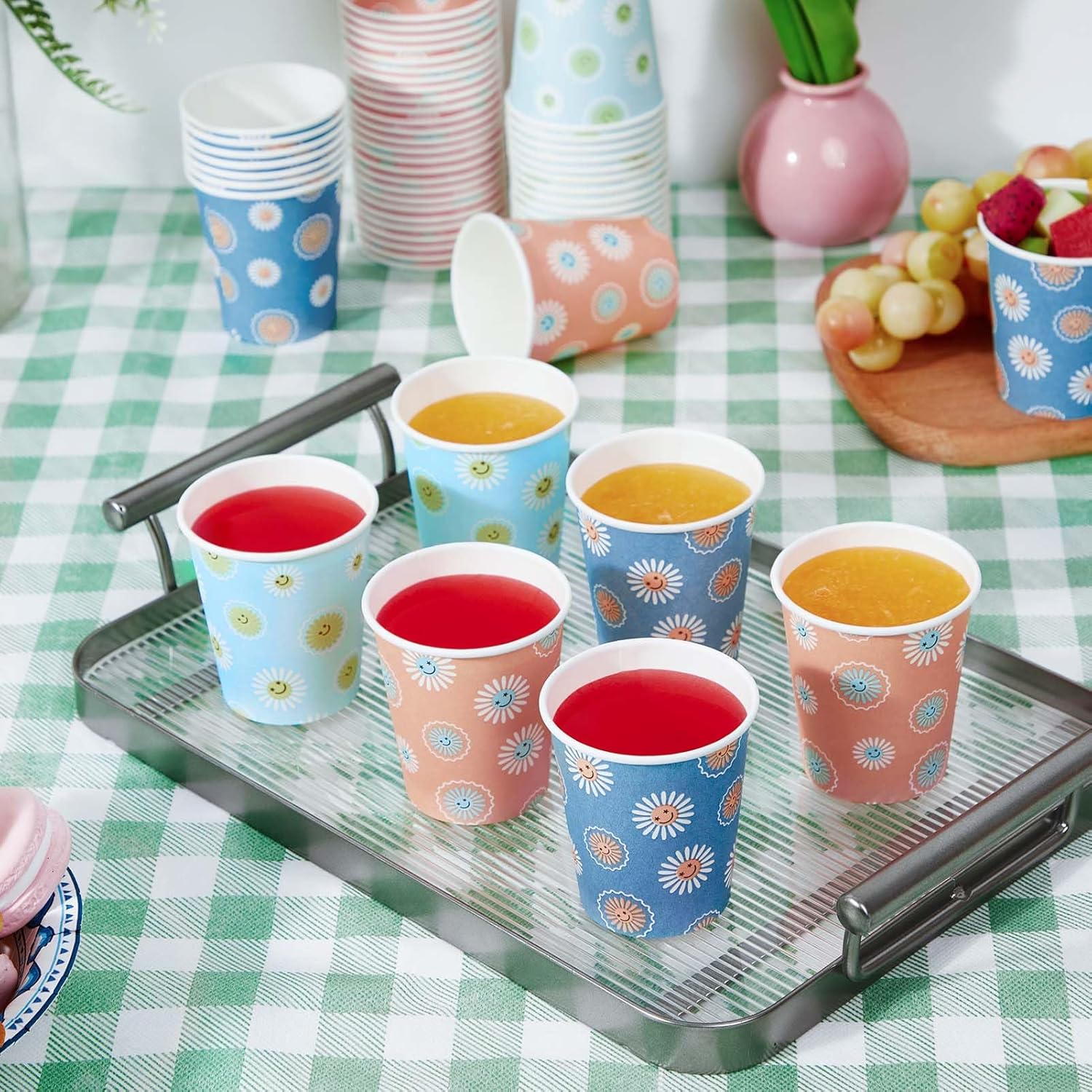 SIUQ 300 Pack 5 oz Paper Cups, Disposable Bathroom Cups, Small Mouthwash Cups, Hot/Cold Beverage Drinking Mini Cup for Party, Picnic, BBQ, Travel (Daisy) - Image 7