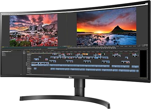 LG 34WN80C-B UltraWide Monitor 34 21:9 Curved WQHD (3440 x 1440) IPS Display, USB Type-C (60W PD), sRGB 99% Color Gamut, 3-Side Virtually Borderless Design, Tilt/Height Adjustable Stand - Black