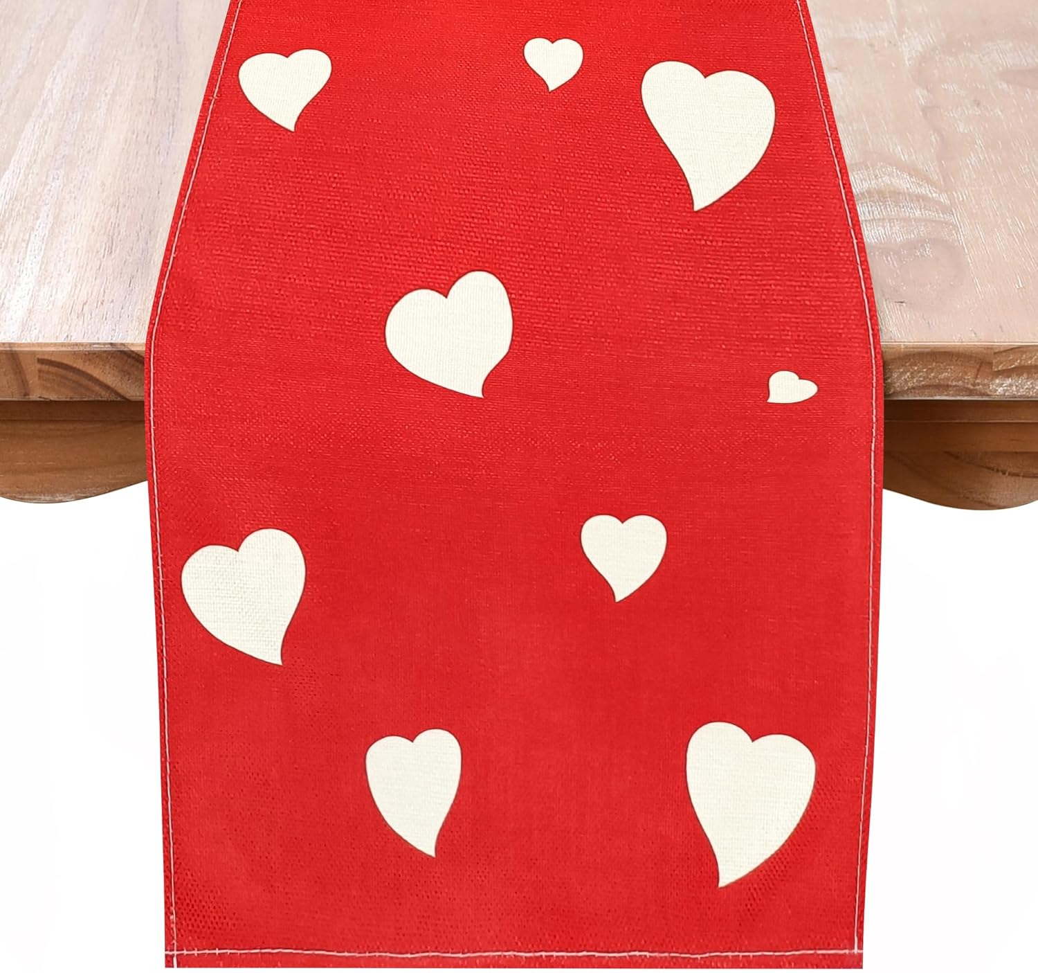 EEIVS Valentine's Day Table Runner White Love Heart Table