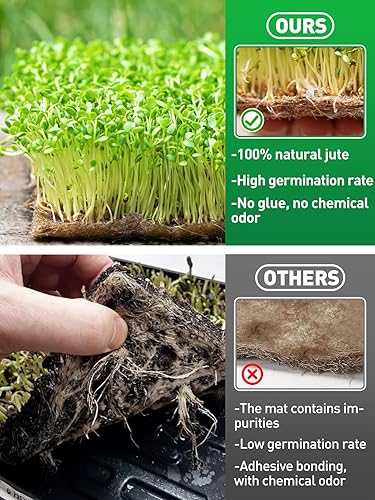 Miniatura 2 de ANPHSIN Alfombrilla de cultivo de yute para microverdes, almohadillas hidropónicas de cultivo de fibra de cáñamo para bandejas de germinación