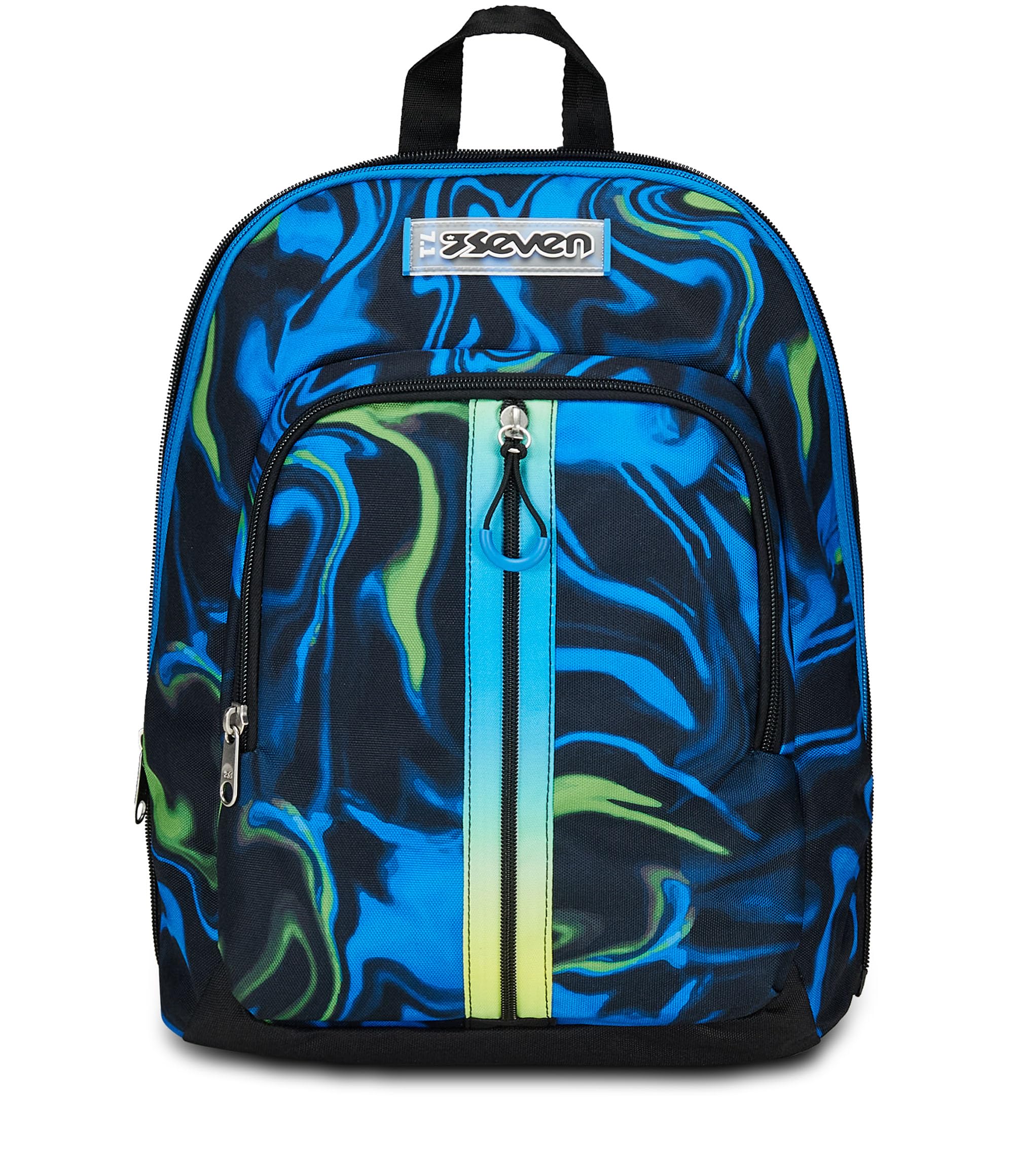 Seven Zaino Scuola Adavanced Detach, Nero Blu, Multi-Shade Boy, Doppio Scomparto Con Tasca Staccabile Uso Zainetto, Tasca Porta PC, Tasca Porta Borraccia, Zaino Medie e Superiori, Bambino Ragazzo