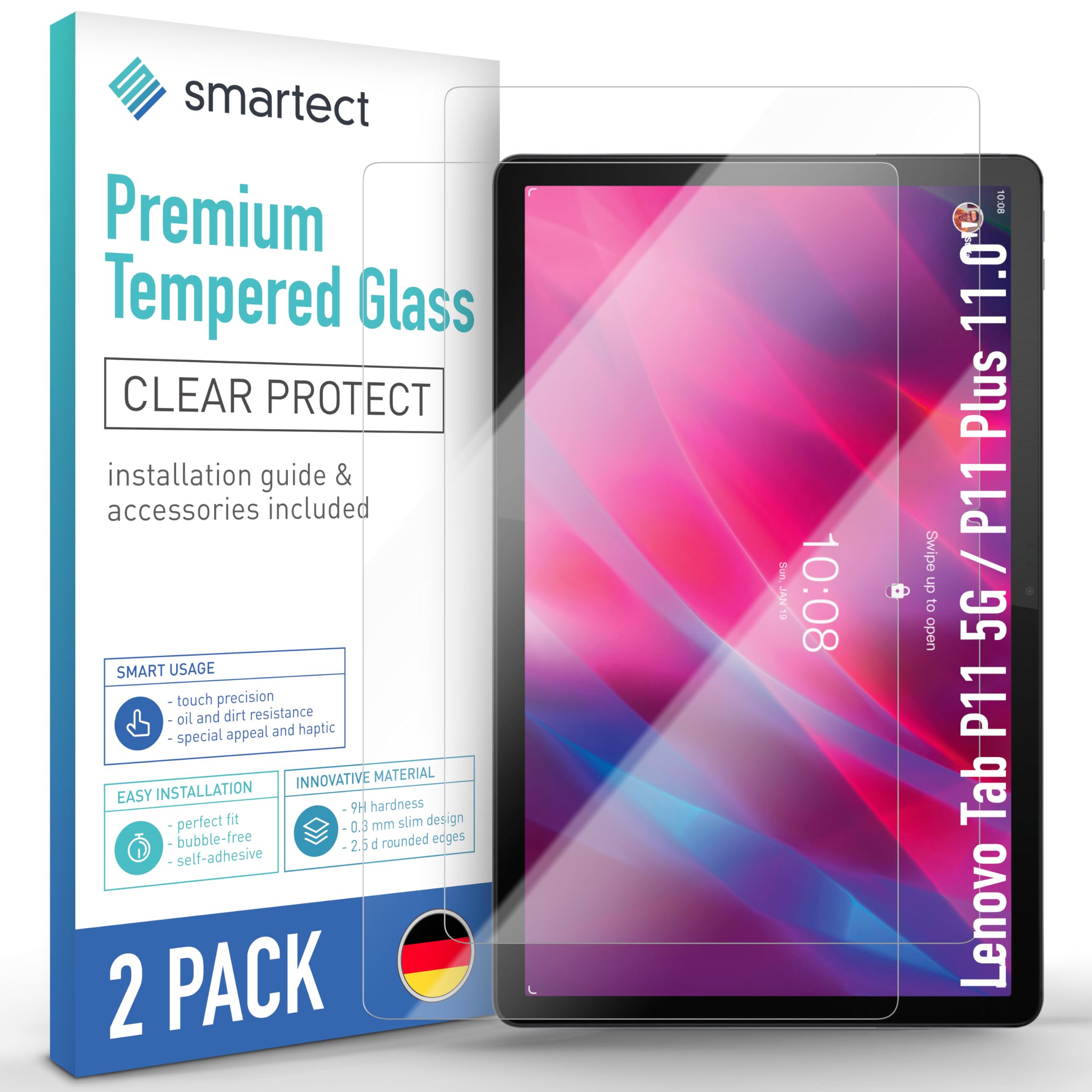 2x Panzerglas Schutzfolie Für Lenovo Tab P11/P11 Plus 11 Zoll | 9H Härte & Anti-Fingerabdruck