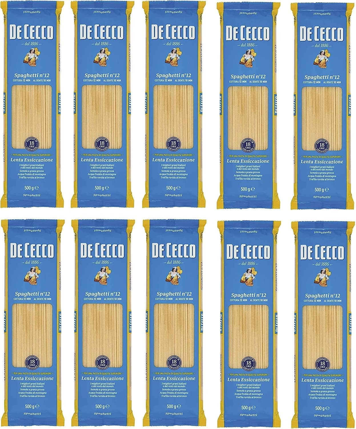 10x De Cecco Spaghetti No. 12 Italian Pasta 500g Amazon.co.uk Grocery