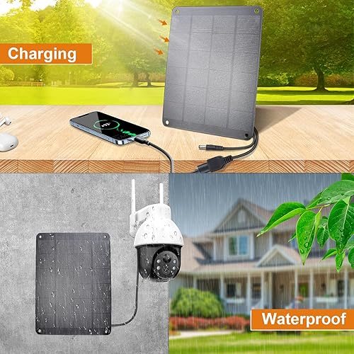Miniatura 4 de Panel solar con gancho de metal, módulo monocristalino de alto rendimiento de 5 V 6 W con salida USB-A hembra y CC macho, panel impermeable para